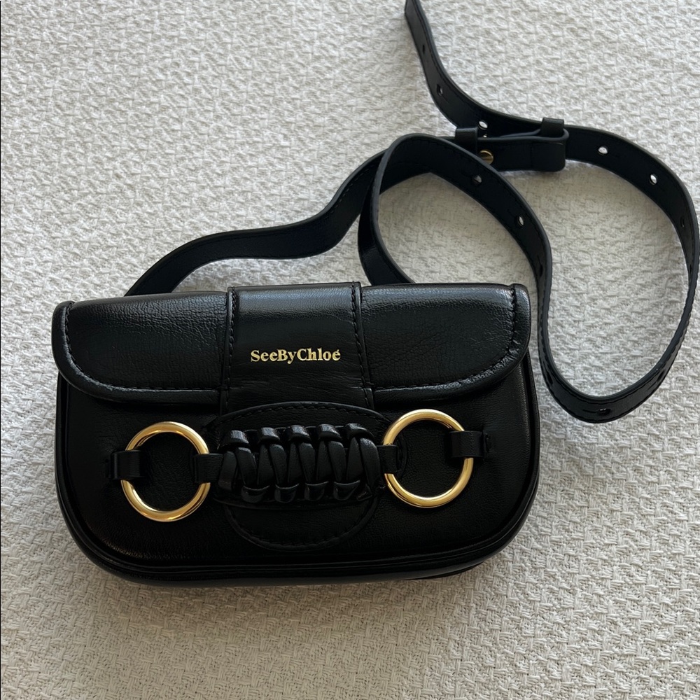 See By Chloe Black Crossbody Bag with Gold Accents